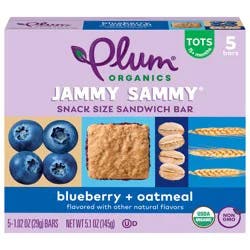 Plum Organics Jammy Sammy Snack Size Sandwich Bar Blueberry + Oatmeal 5-Count Box/1.02oz Bars
