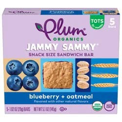 Plum Organics Jammy Sammy Snack Size Sandwich Bar Blueberry + Oatmeal 5-Count Box/1.02oz Bars