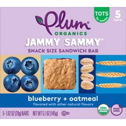 Plum Organics Jammy Sammy Snack Size Sandwich Bar Blueberry + Oatmeal 5-Count Box/1.02oz Bars