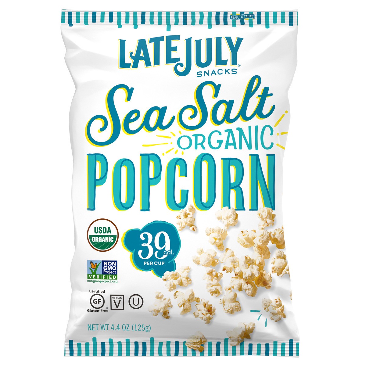 slide 1 of 5, Late July Snacks Sea Salt Organic Popcorn, 4.4 oz