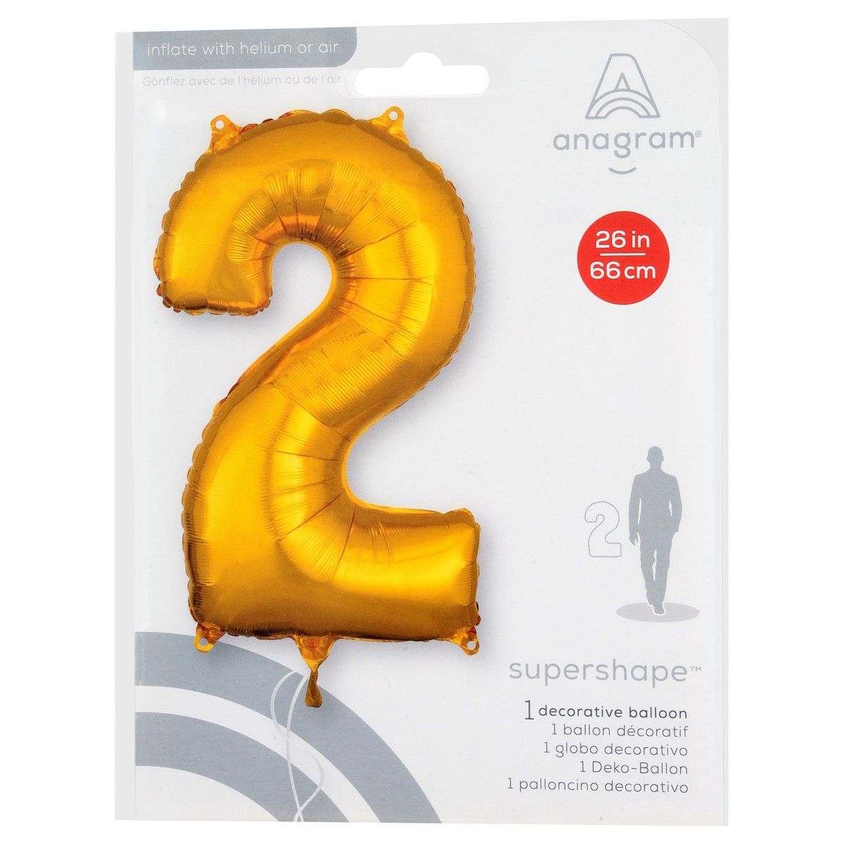 slide 2 of 4, E&R Number 2 Gold Balloon, 26 in