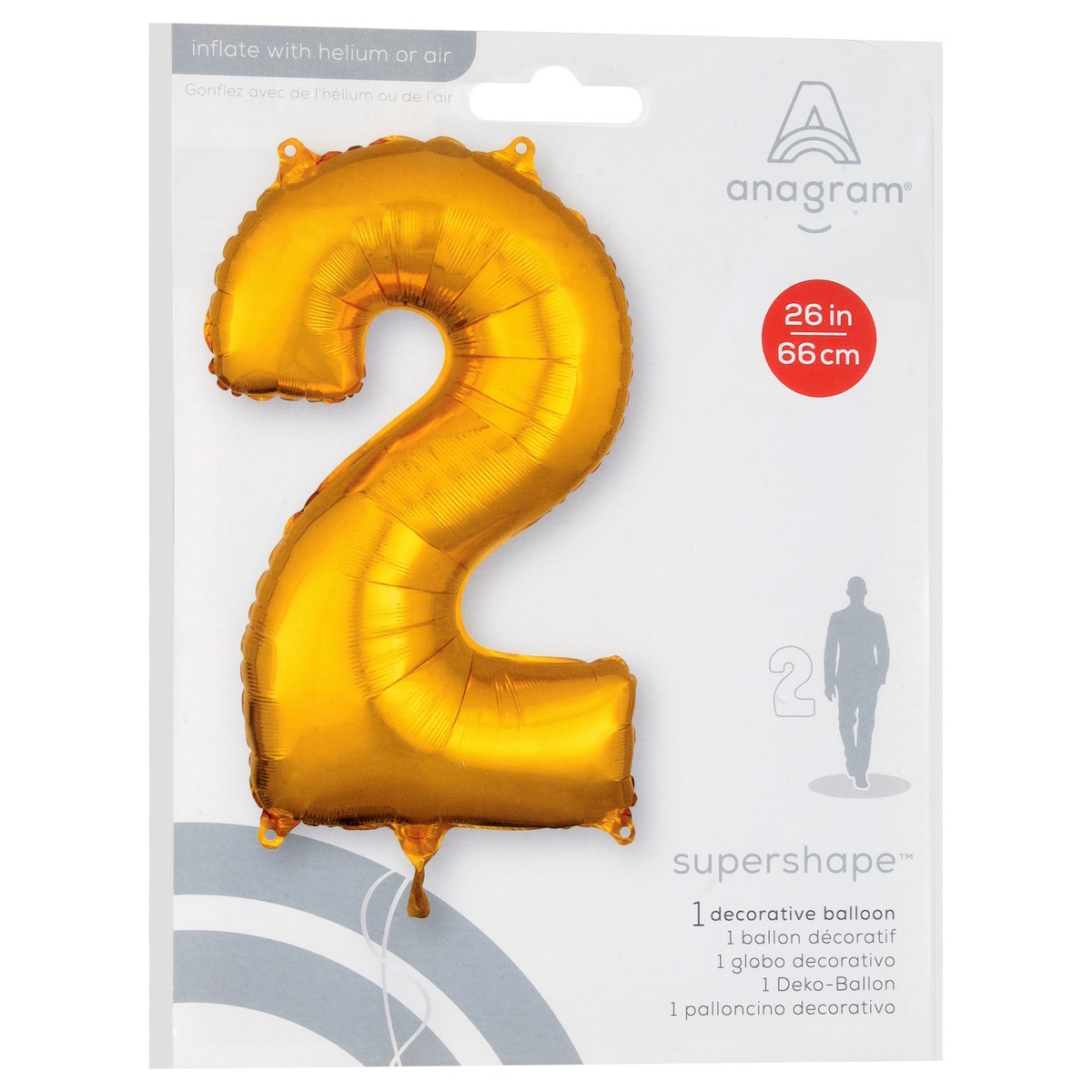 slide 3 of 4, E&R Number 2 Gold Balloon, 26 in