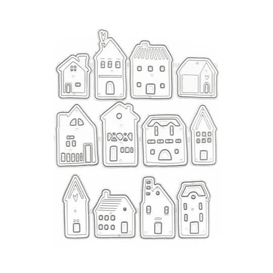 slide 1 of 5, Houses Cutting Die Set By Recollections, 12 dies