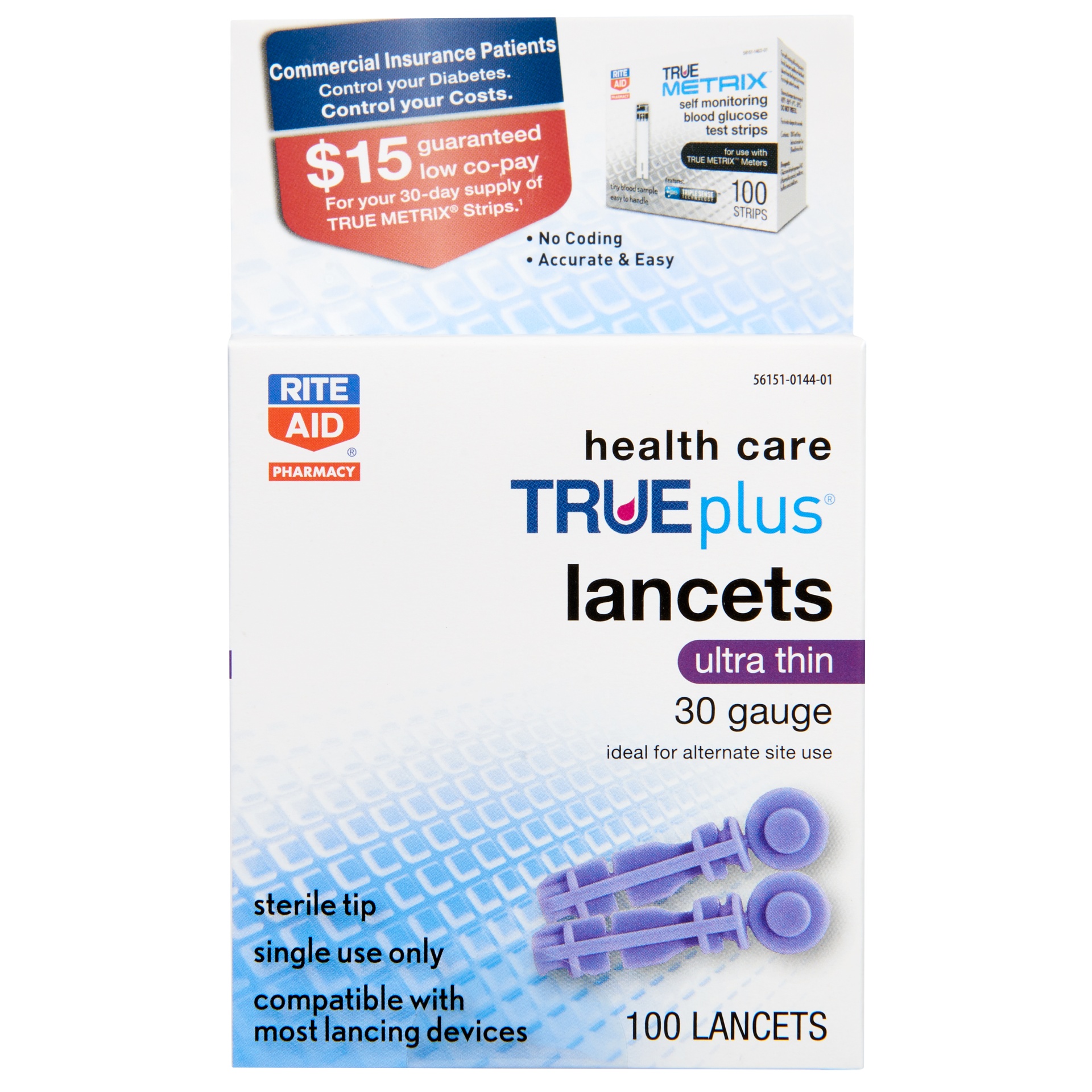 slide 1 of 3, Rite Aid Health Care TRUEplus Lancets, 30 Gauge, 100 ct
