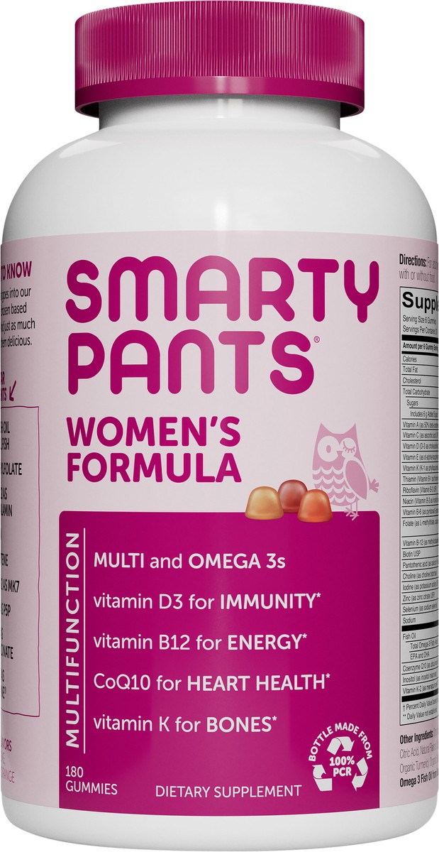 slide 2 of 8, SmartyPants Women's Multi & Omega 3 Fish Oil Gummy Vitamins with D3, C & B12 - 180 ct, 12 x 180 ct