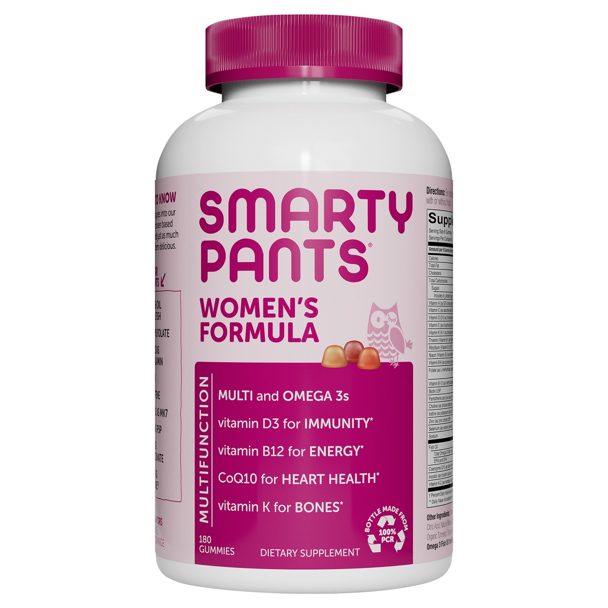 slide 1 of 8, SmartyPants Women's Multi & Omega 3 Fish Oil Gummy Vitamins with D3, C & B12 - 180 ct, 12 x 180 ct