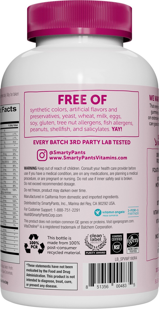 slide 7 of 8, SmartyPants Women's Multi & Omega 3 Fish Oil Gummy Vitamins with D3, C & B12 - 180 ct, 12 x 180 ct