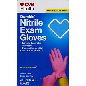 slide 1 of 1, CVS Health Durable Nitrile Exam Gloves, One Size Fitst Most, 40 Ct, 1 ct