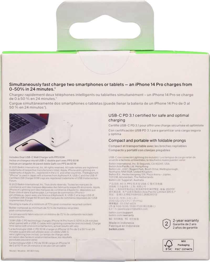 slide 4 of 4, Belkin BoostCharge™ Pro Dual USB-C Wall Charger, 1 ct