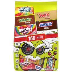 Wrigley SNICKERS, SKITTLES Gummies, TWIX & More Halloween Candy Variety Pack, 160 Ct Bulk Bag