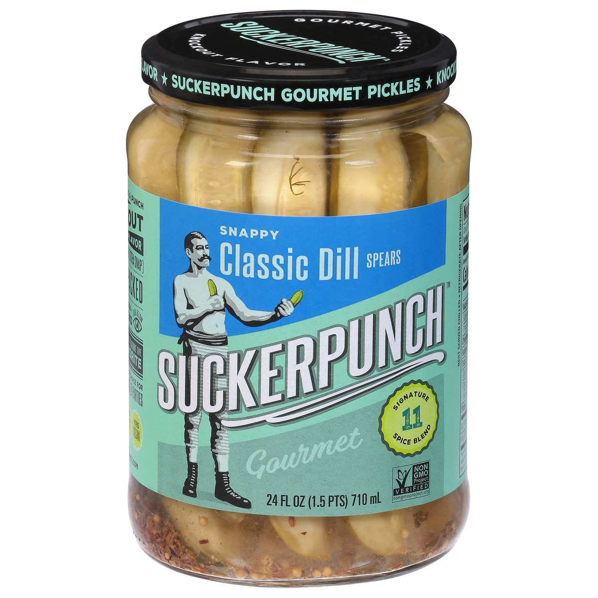 slide 1 of 9, SuckerPunch Gourmet Snappy Classic Dill Spears Pickles 24 fl oz, 24 oz