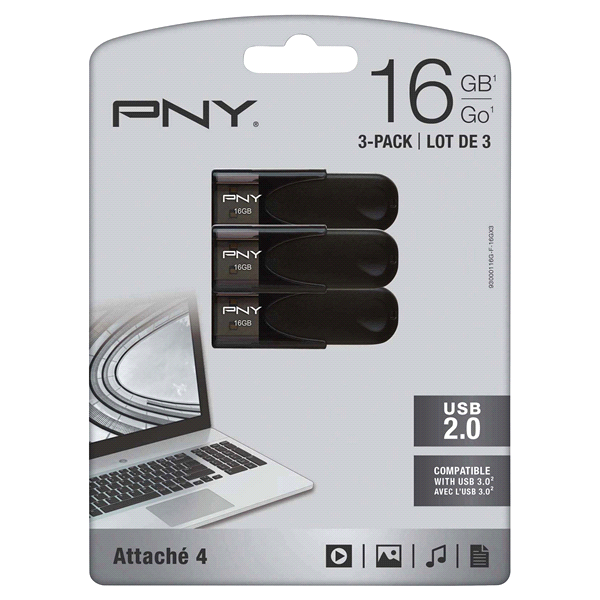 slide 1 of 1, PNY Attache 4 USB 20 Flash Drive, 16 GB