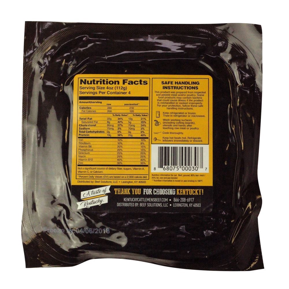 slide 2 of 3, Kentucky Cattlemen's Ground Beef 80 Percent Lean 20 Percent Fat 1-Lb Brick, 16 oz