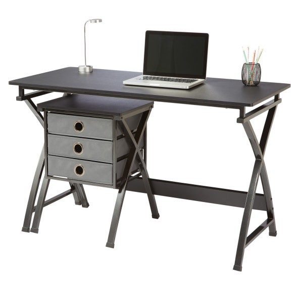 slide 10 of 10, Realspace X-Cross 48"W Computer Desk With File Cabinet, Black, 1 ct