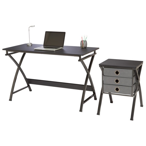 slide 4 of 10, Realspace X-Cross 48"W Computer Desk With File Cabinet, Black, 1 ct