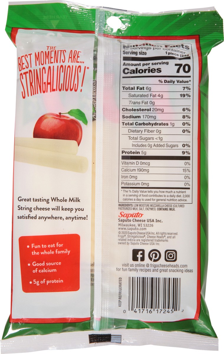 slide 13 of 13, Frigo Cheese Heads Whole Milk String Cheese 10 oz, 12 Count Bag, 12 ct