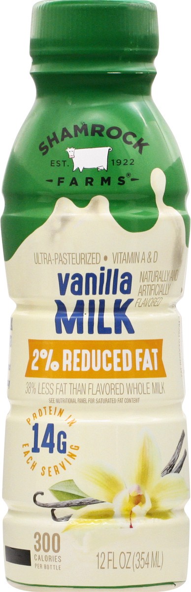 slide 1 of 11, Shamrock Farms 2% Reduced Fat Vanilla Milk 12 oz, 12 oz