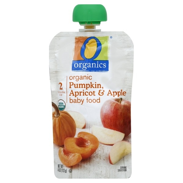 slide 1 of 1, O Organics Baby Food, Organic, Pumpkin, Apricot & Apple, (6 Months & Up), 4 oz