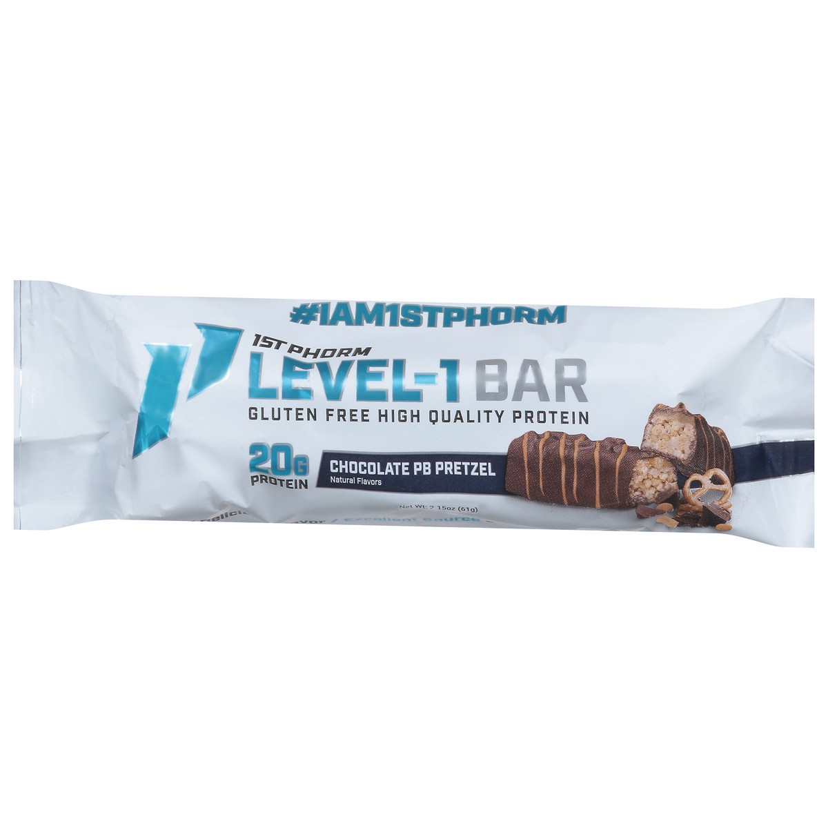 slide 2 of 14, 1st Phorm Chocolate PB Pretzel Level-1 Bar 2.15 oz, 2.15 oz