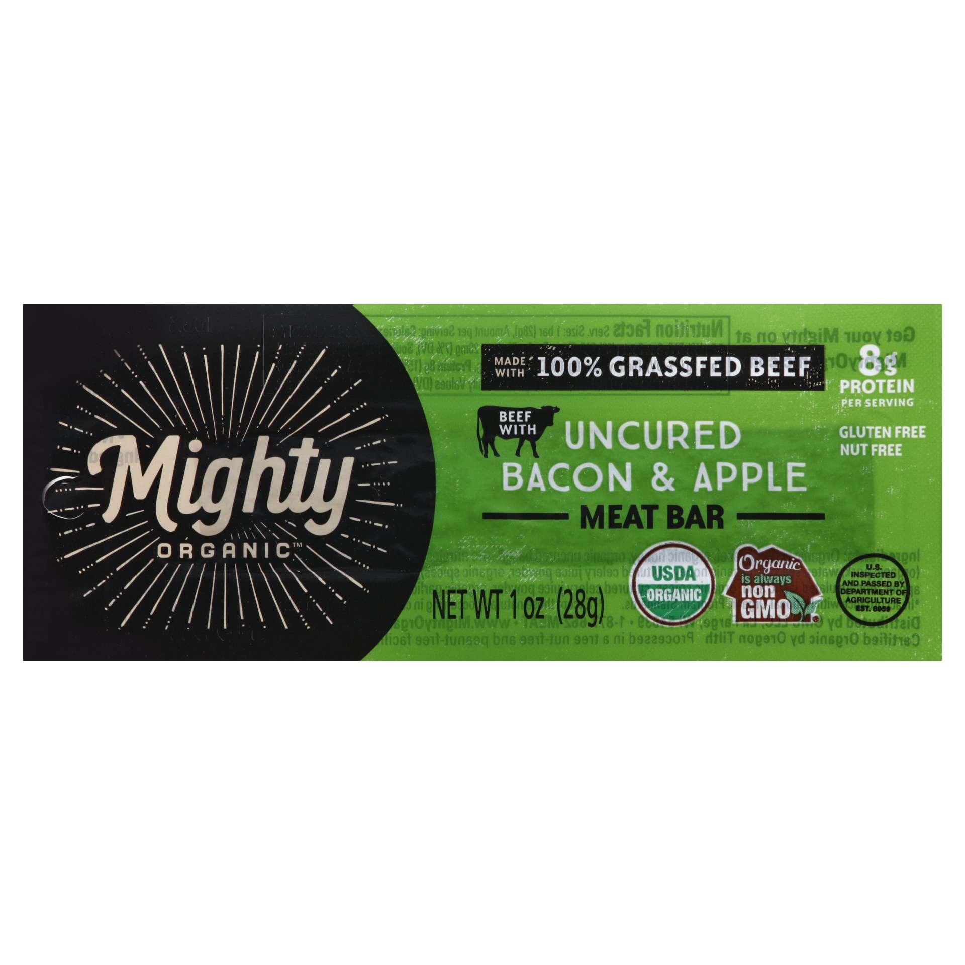 slide 1 of 6, Mighty Organic Organic Prairie Uncured Bacon Mighty Bar, 1 oz