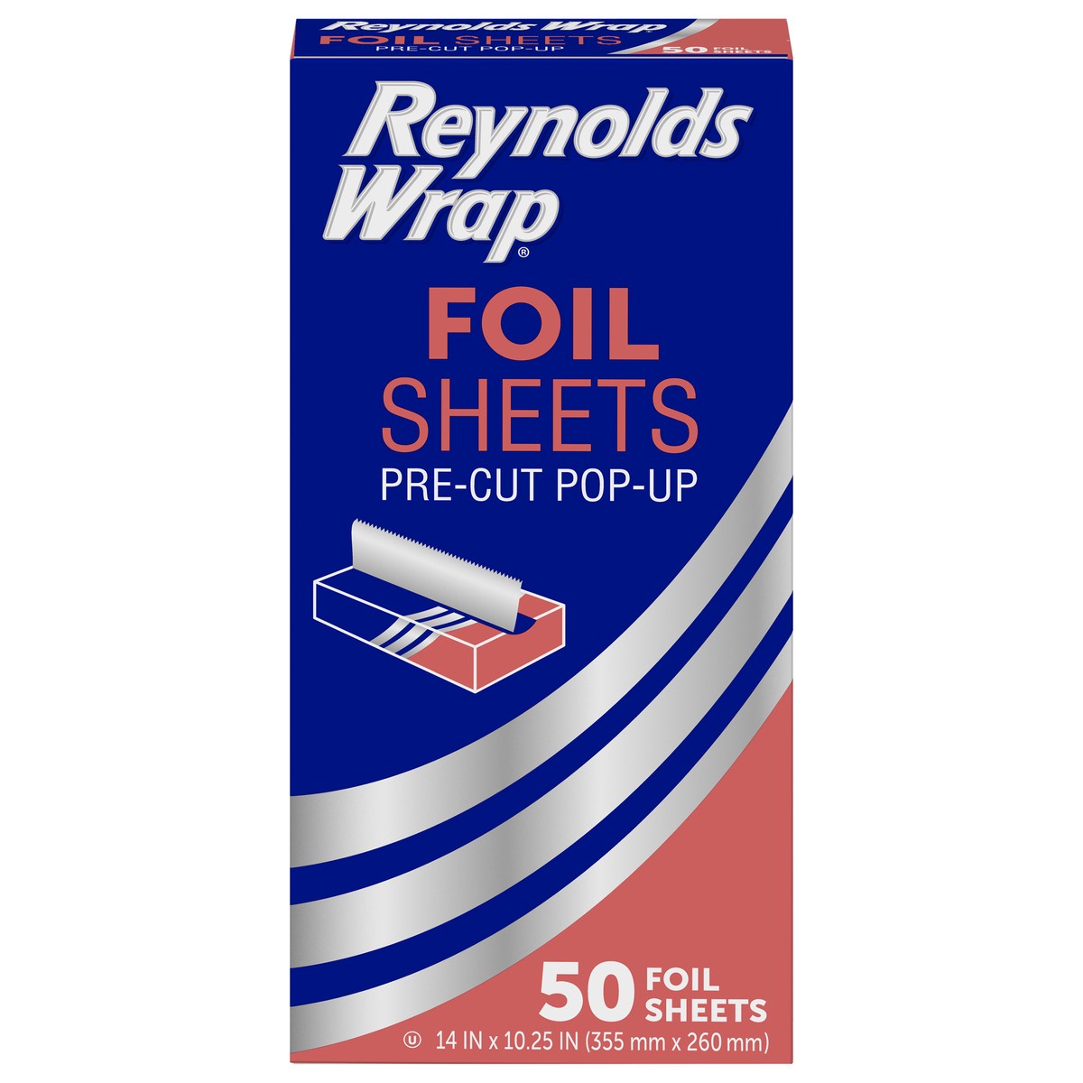 slide 1 of 1, Reynolds Wrappers Pre Cut Pop Up Foil Sheets, 50 ct