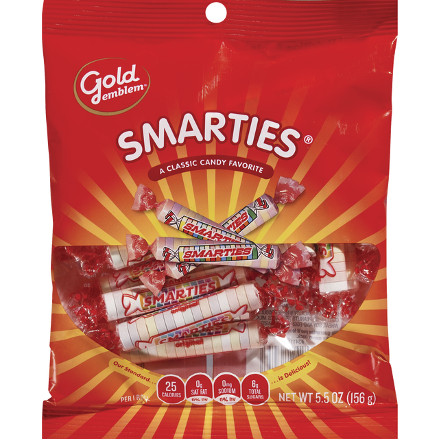 slide 1 of 1, Gold Emblem Smarties Rolled Candy (Peg Bag), 1 ct