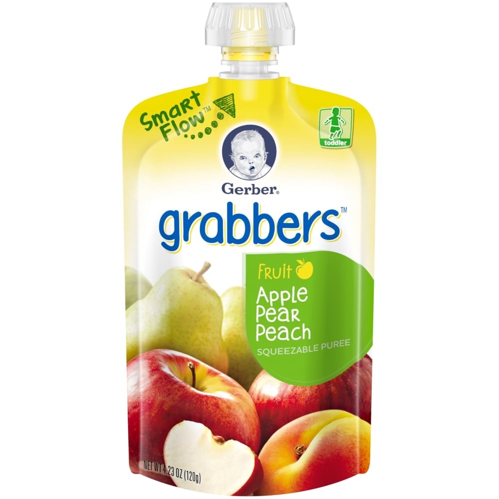 slide 1 of 1, Gerber Graduates Grabbers Apple Pear Peach, 4.23 oz