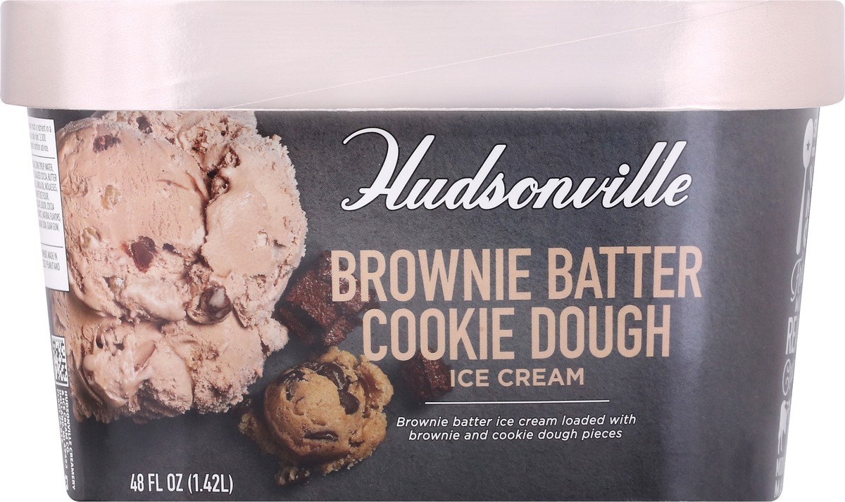 slide 5 of 9, Hudsonville Brownie Batter Cookie Dough Ice Cream 48 oz, 48 oz