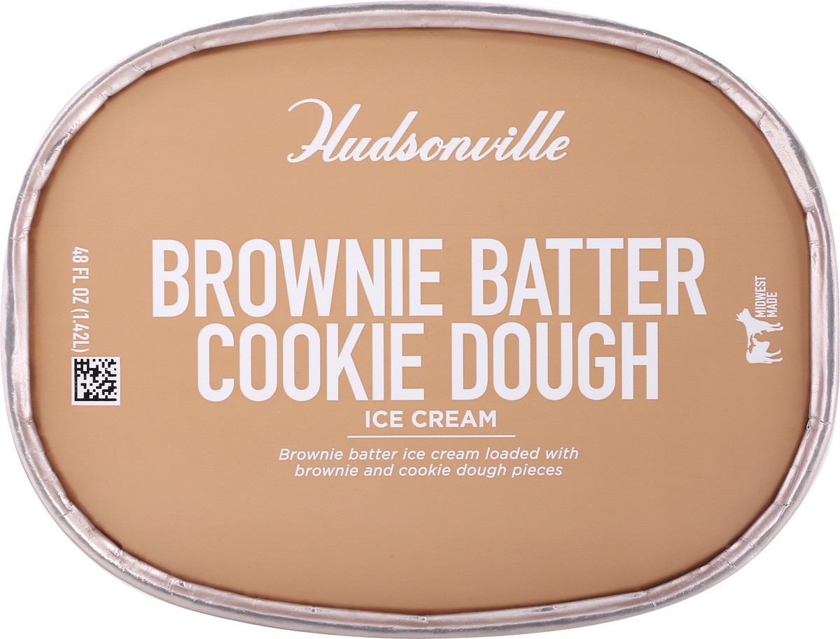 slide 6 of 9, Hudsonville Brownie Batter Cookie Dough Ice Cream 48 oz, 48 oz