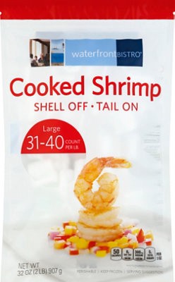 slide 1 of 1, Waterfront Bistro Shrimp Cooked Large Tail On Frozen 31-40 Count - 2 Lb, 2 lb