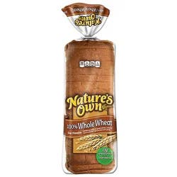 Natures Own 100% Whole Wheat Bread - 20 Oz