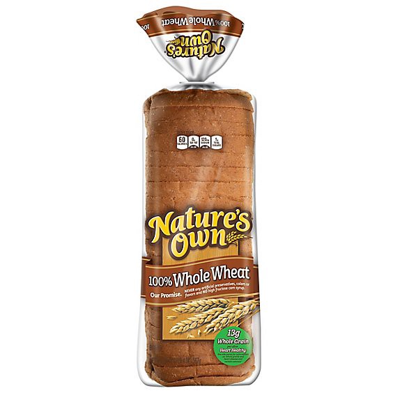 slide 1 of 1, Natures Own 100% Whole Wheat Bread - 20 Oz, 20 oz