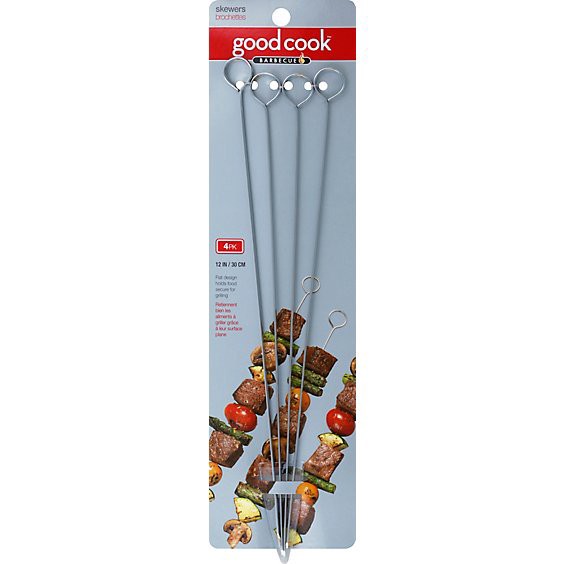 slide 1 of 1, Good Cook Skewers Metal 10in - 4 Count, 4 ct