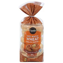 Signature Select English Muffins 100% Whole Grain 6 Count - 12 Oz