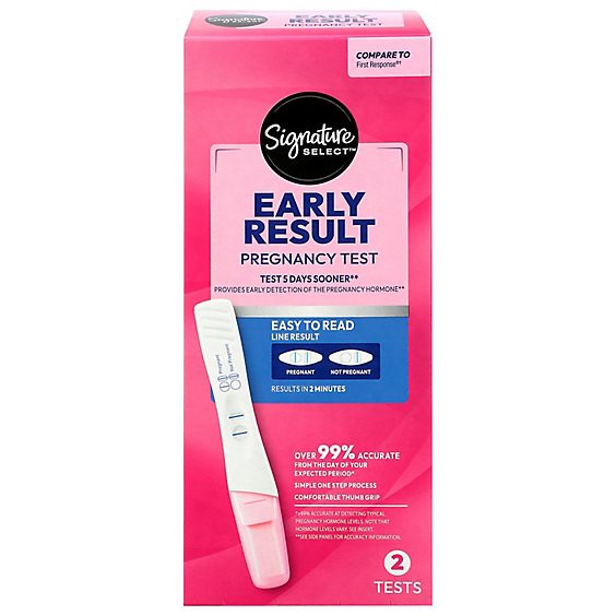 slide 1 of 1, Signature Select/care Pregnancy Test Early Result Easy To Read - 2 Count, 2 ct