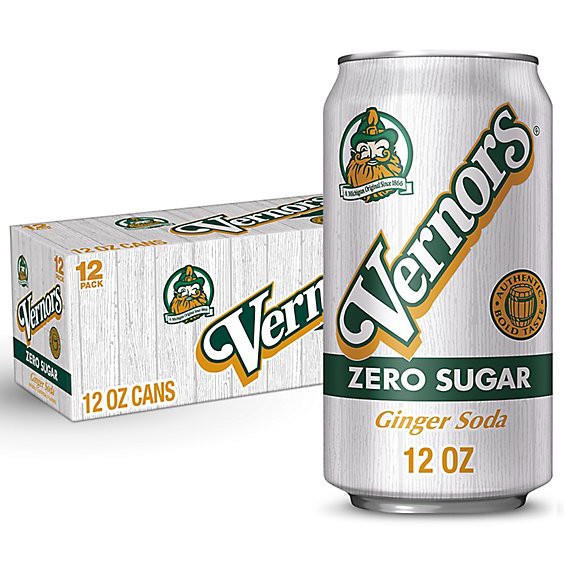 slide 1 of 1, Vernors Zero Sugar Ginger Soda In Can - 12-12 Fl. Oz., 12 ct; 12 fl oz