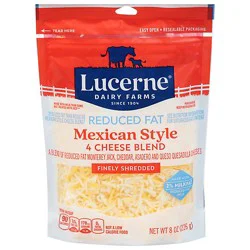 Lucerne Cheese Finely Shredded Mexican Style 4 Cheese Blend Reduced Fat - 8 Oz