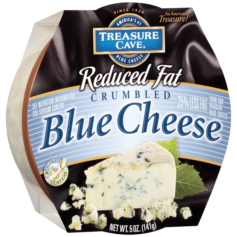 slide 2 of 8, Treasure Cave Reduced Fat Crumbled Blue Cheese, 5 oz