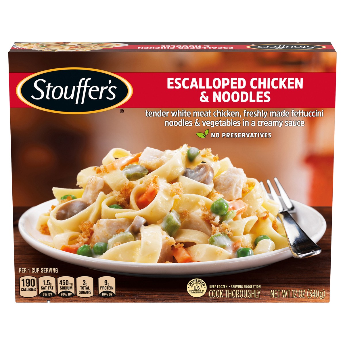 slide 3 of 11, Stouffers Escalloped Chicken And Noodles Frozen Meal - 12 Oz, 12 oz