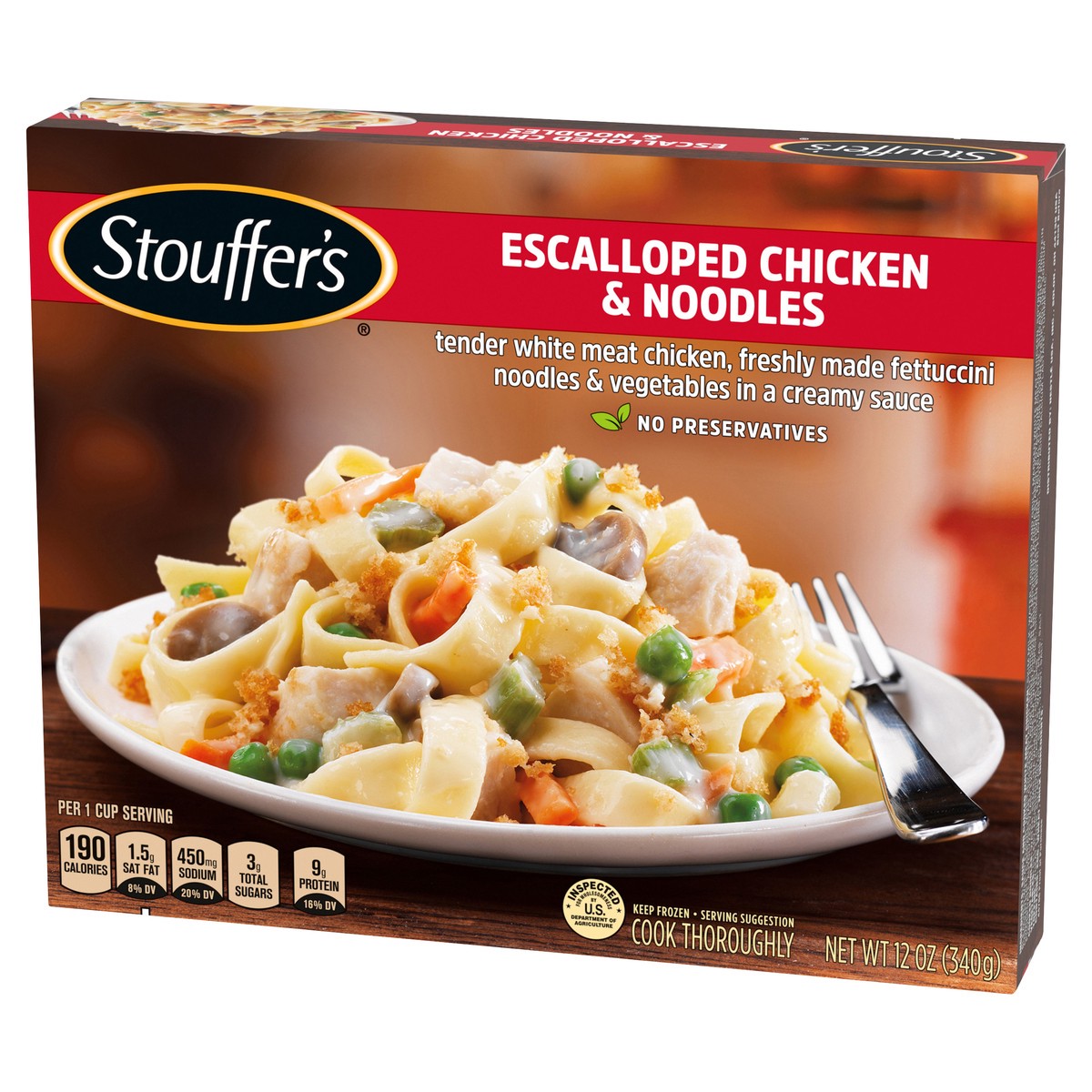 slide 9 of 11, Stouffers Escalloped Chicken And Noodles Frozen Meal - 12 Oz, 12 oz
