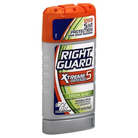 slide 1 of 1, Right Guard Xtreme Defense 5 Deodorant Antiperspirant Fresh Blast Invisible Solid, 2.6 oz