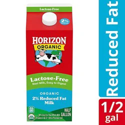 Horizon Organic 2% Reduced Fat Lactose Free Milk Carton - 0.5 Gallon