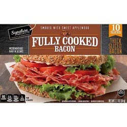 Signature Select Fully Cooked Bacon Thick Sliced Smoked With Sweet Applewood - 2.1 Oz