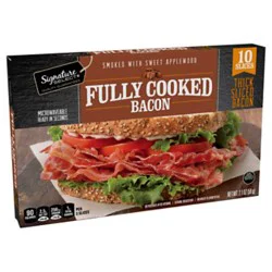 Signature Select Fully Cooked Bacon Thick Sliced Smoked With Sweet Applewood - 2.1 Oz