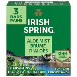 Irish Spring Deodorant Soap Bars Aloe - 3-3.75 Oz
