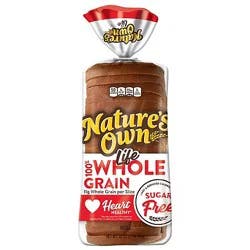 Natures Own Life 100% Whole Grain Bread Sugar Free Sandwich Bread - 16 Oz