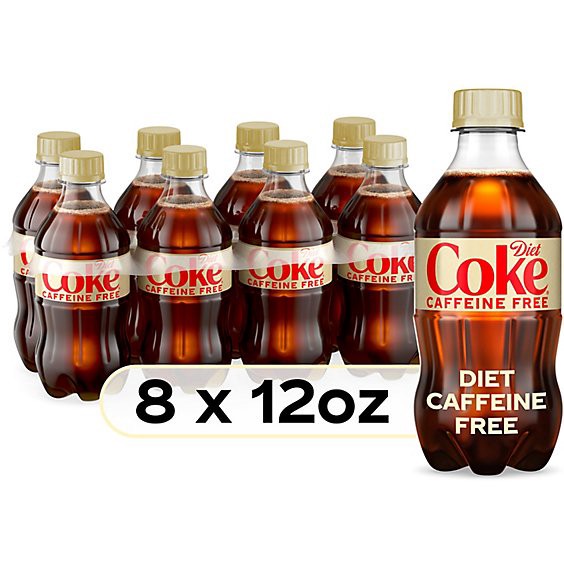 slide 1 of 3, Diet Coke Soda Pop Cola Caffeine Free 8 Count - 12 Fl. Oz., 96 fl oz
