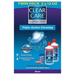 Clear Care Cleaning & Disinfecting Solution Triple Action Cleaning Twin Pack - 2-12 Fl. Oz.