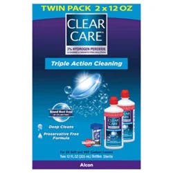 Clear Care Cleaning & Disinfecting Solution Triple Action Cleaning Twin Pack - 2-12 Fl. Oz.