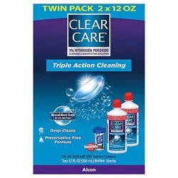 Clear Care Cleaning & Disinfecting Solution Triple Action Cleaning Twin Pack - 2-12 Fl. Oz.